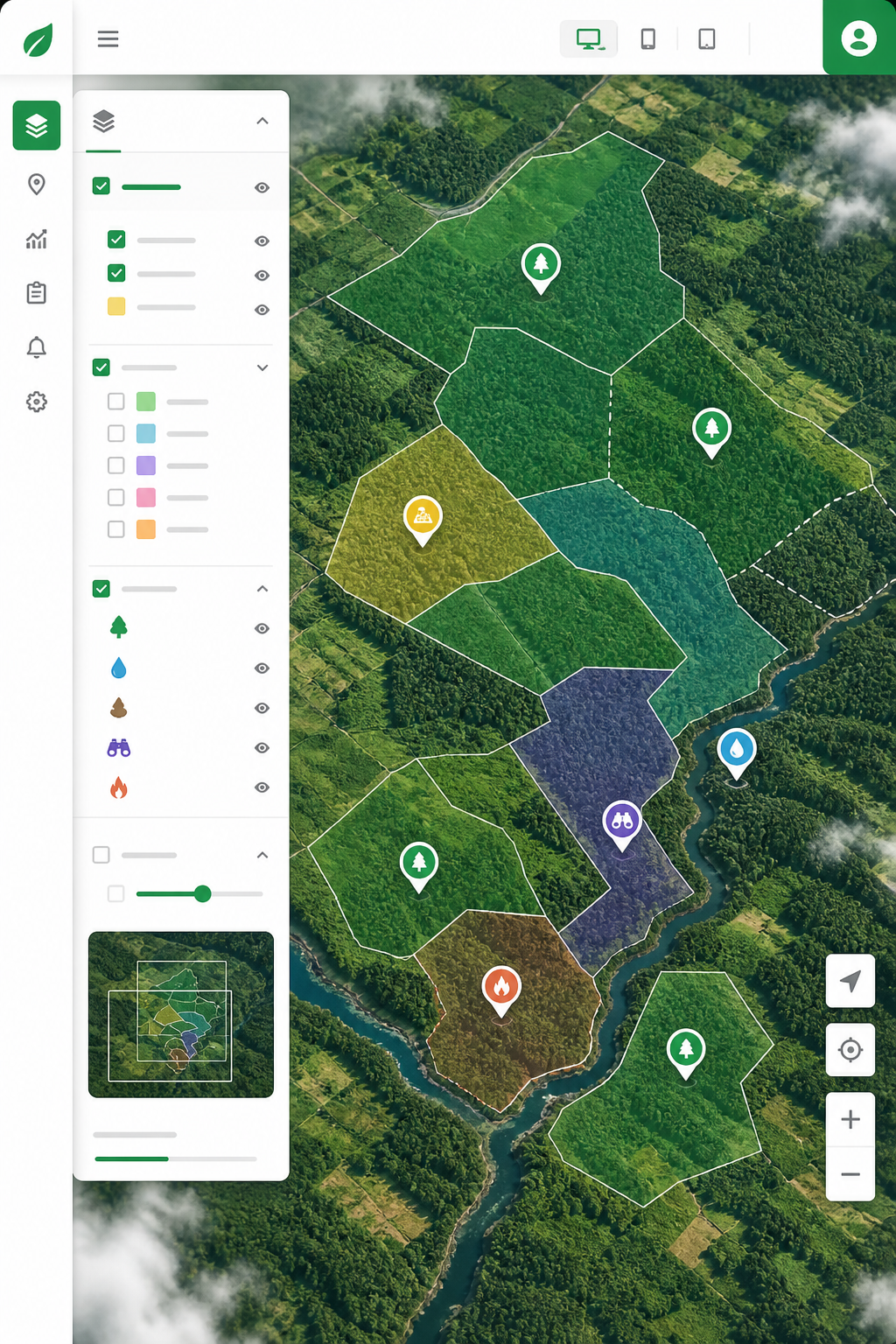 Mapas interactivos con predios y actividades georreferenciadas